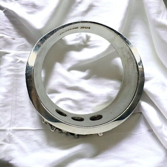 Vintage 10k White Gold Turkish Ring Sz 6.5 Ruby Emerald Sapphire 10mm Band 5.5g - Picture 10 of 16